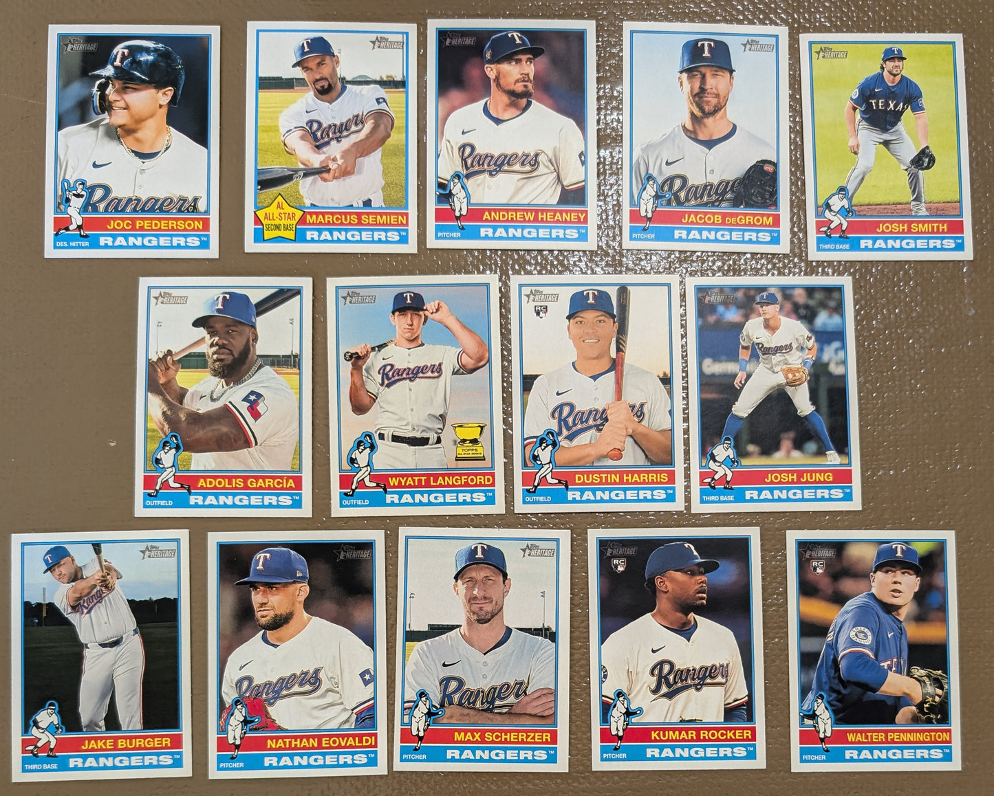 2025 Topps Heritage Baseball Team Set 14 Cards Texas Rangers Jung Garcia plaque