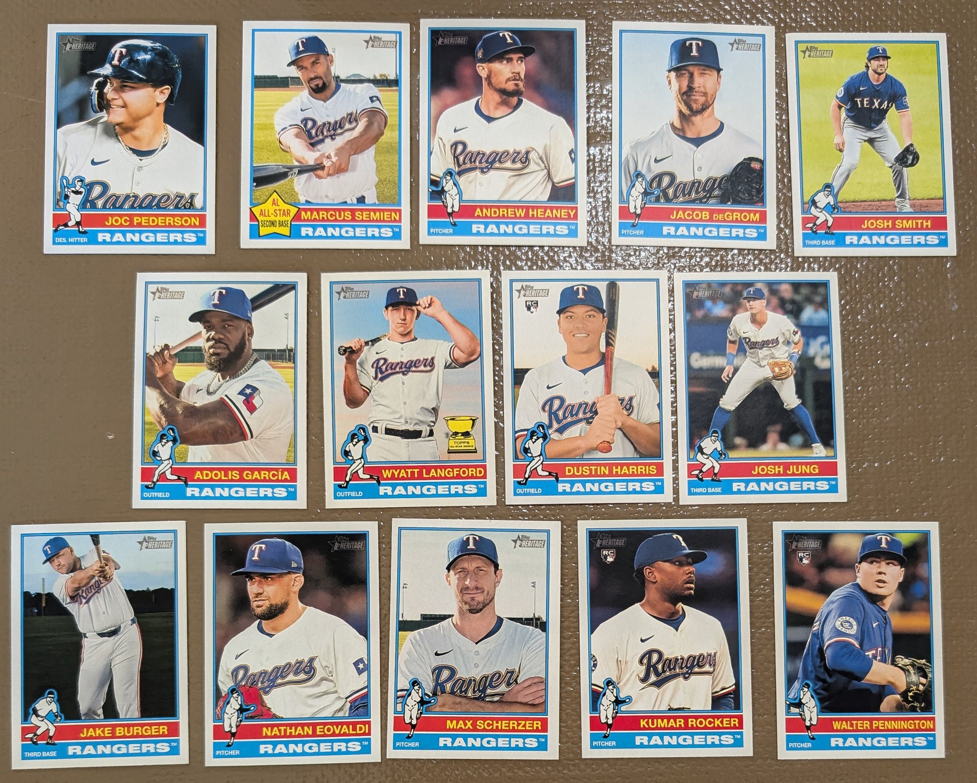 2025 Topps Heritage Baseball Team Set 14 Cards Texas Rangers Jung Garcia plaque
