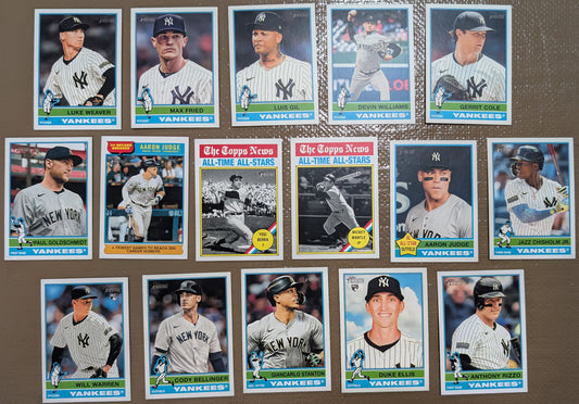 2025 Topps Heritage Baseball Team Set 16 Cards New York Yankees Aaron Judge Jazz Mantle Berra plaque