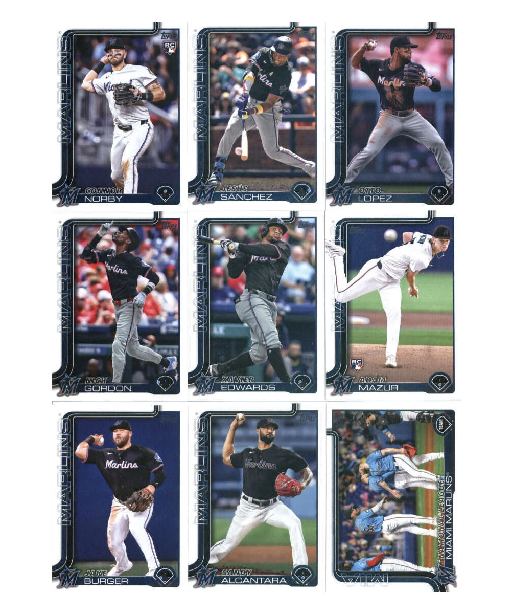 2025 Topps Miami Marlins SCORE Dolphins NFL MLB Team Set Bundle - 21 Total Cards - Tua Tyreek Hill hand-collated team set