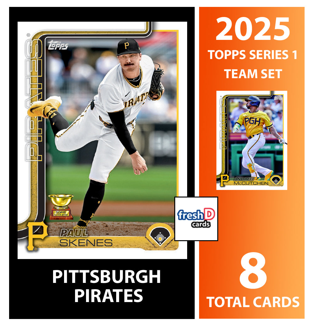 2025 Topps Pittsburgh Pirates + 2024 Donruss Pittsburgh Steelers NFL Team Set Bundle - 21 Total Cards - Paul Skenes, TJ Watt, Naje hand-collated team set