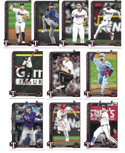 2025 Topps Series 1 + 2 Baseball Team Set 18 Cards Texas Rangers Evan Carter Langford Rocker RC plaque