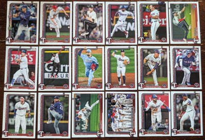 2025 Topps Series 1 + 2 Baseball Team Set 18 Cards Texas Rangers Evan Carter Langford Rocker RC plaque