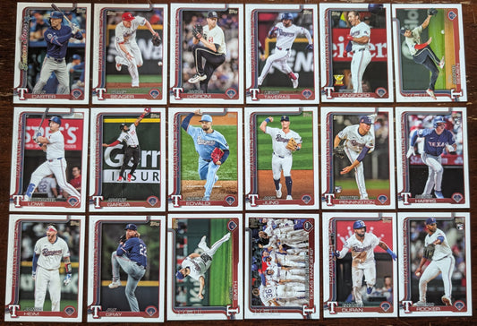 2025 Topps Series 1 + 2 Baseball Team Set 18 Cards Texas Rangers Evan Carter Langford Rocker RC plaque