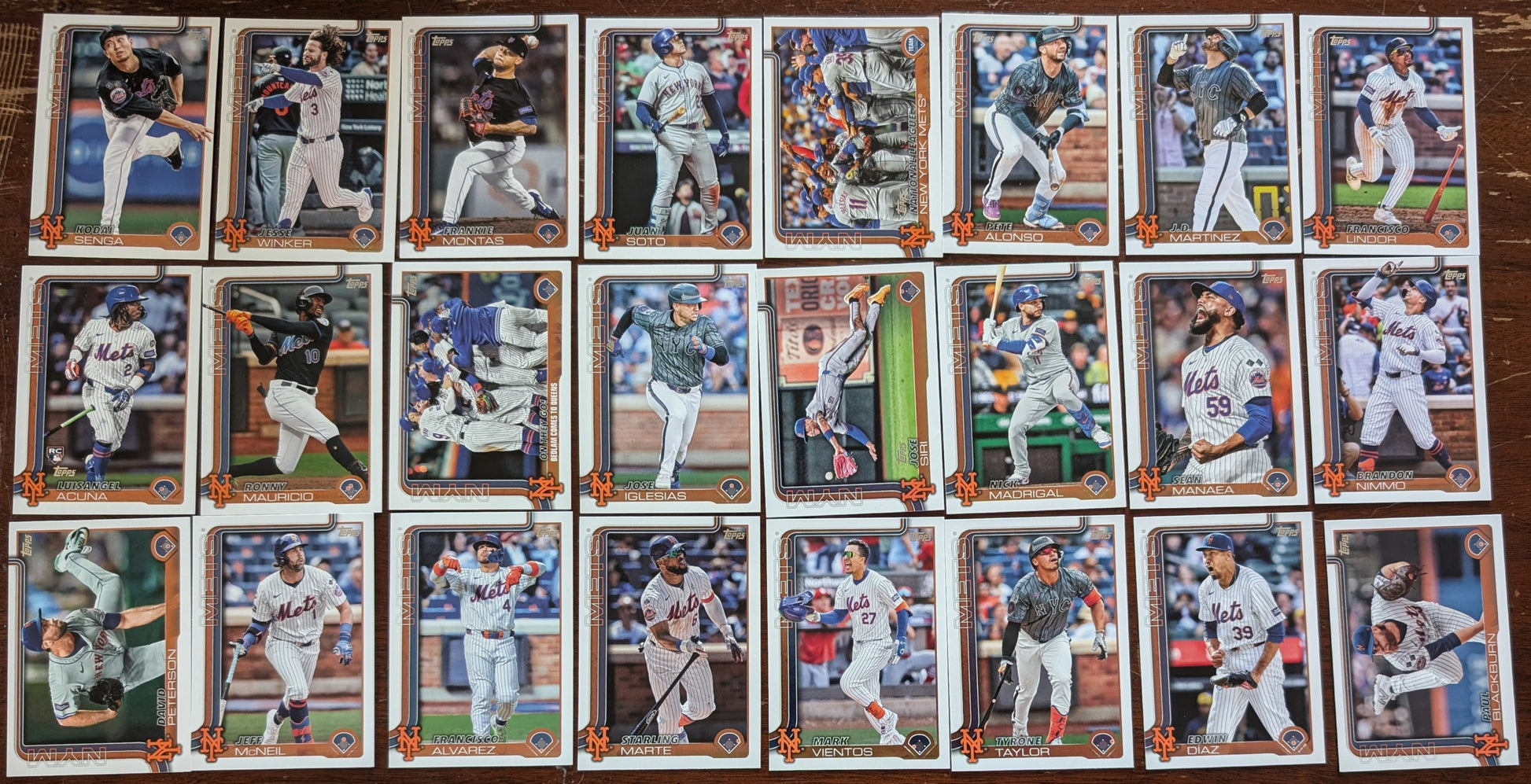 2025 Topps Series 1 + 2 Baseball Team Set 24 Cards New York Mets Francisco Lindor Soto Alonso plaque