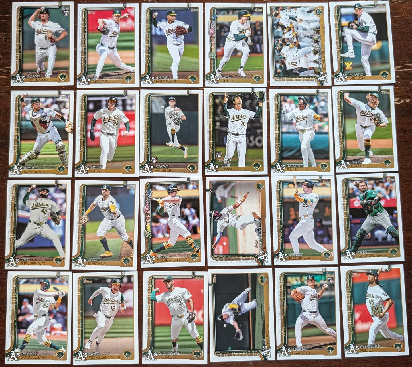 2025 Topps Series 1 + 2 Baseball Team Set 24 Cards Oakland Athletics Jacob Wilson RC 314 plaque