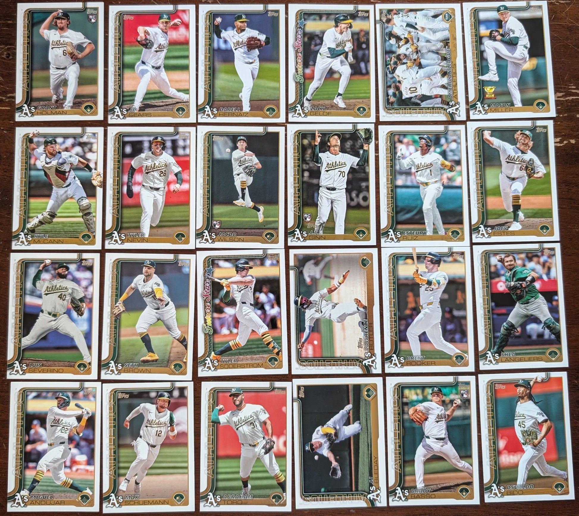 2025 Topps Series 1 + 2 Baseball Team Set 24 Cards Oakland Athletics Jacob Wilson RC 314 plaque