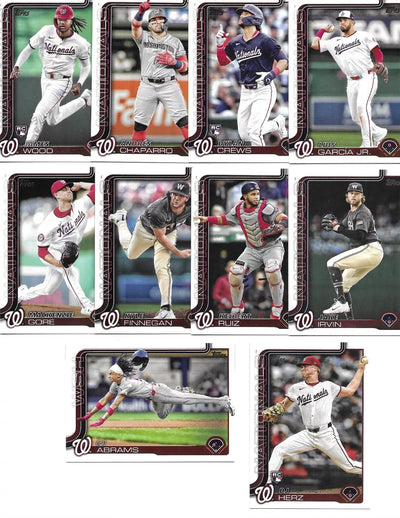 2025 Topps Series 1 Baseball Team Set 10 Cards Washington Nationals Dylan Crews James Wood RC plaque