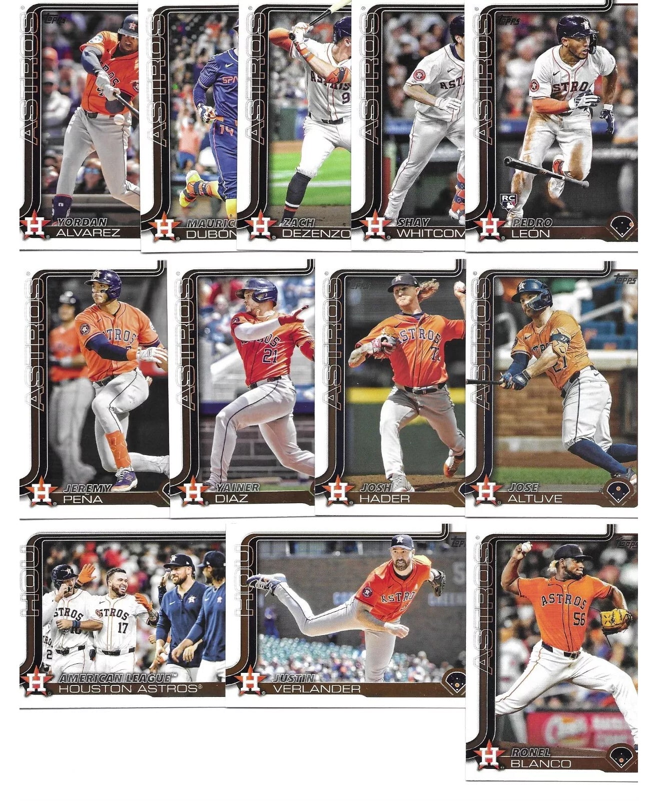 2025 Topps Series 1 Baseball Team Set 12 Cards Houston Astros Altuve Yordan Alvarez plaque
