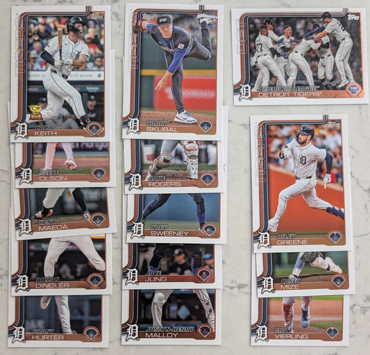 2025 Topps Series 1 Baseball Team Set 14 Cards Detroit Tigers Skubal Dingler RC plaque