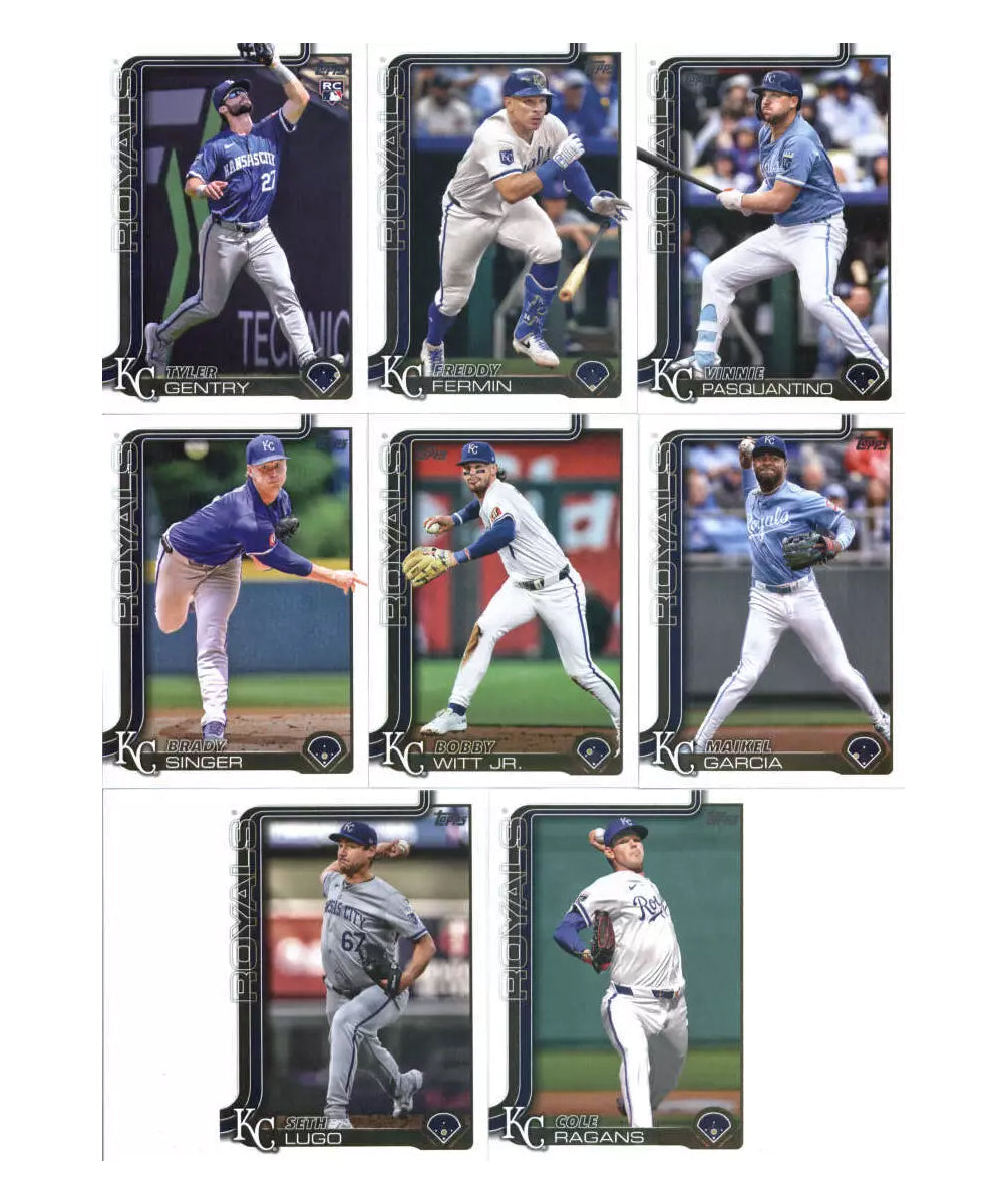 2025 Topps Series 1 Baseball Team Set 8 Cards Kansas City Royals Bobby Witt Jr BWJ plaque