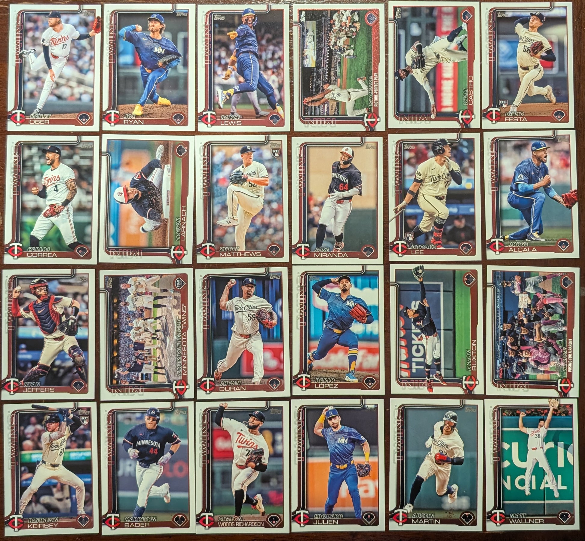 2025 Topps Series 1 + Series 2 Baseball Team Set 24 Cards Minnesota Twins Buxton Royce Lewis plaque