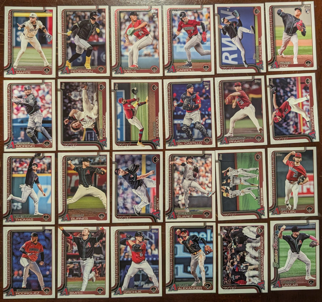 2025 Topps Series 1 + Series 2  Baseball Team Set 24 Cards Arizona Diamondbacks Carroll plaque
