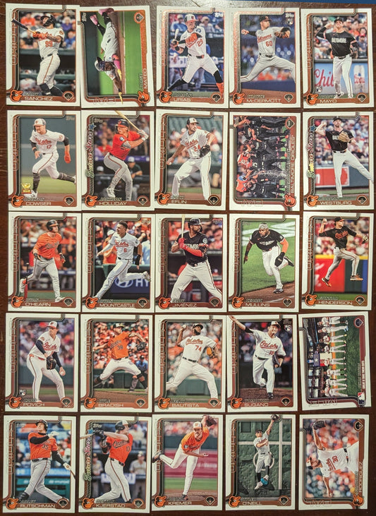 2025 Topps Series 1 + Series 2 Team Set 25 Baltimore Orioles w/bonus Coby Mayo Image SP Holliday Henderson Adley plaque