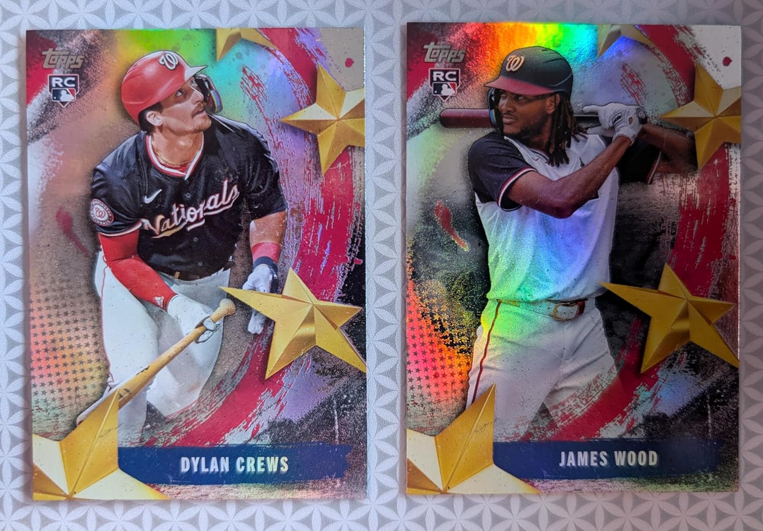 2025 Topps Series 1 Stars of MLB Baseball Card SMLB Dylan Crews and James Wood Rookie Cards Washington Nationals plaque