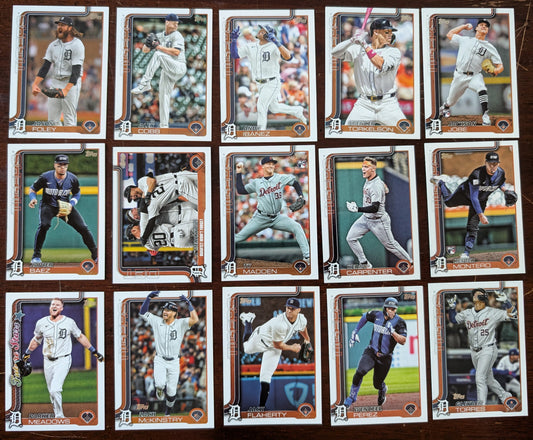 2025 Topps Series 2 Baseball Team Set 15 Cards Detroit Tigers Baez Gleyber Torkelson plaque