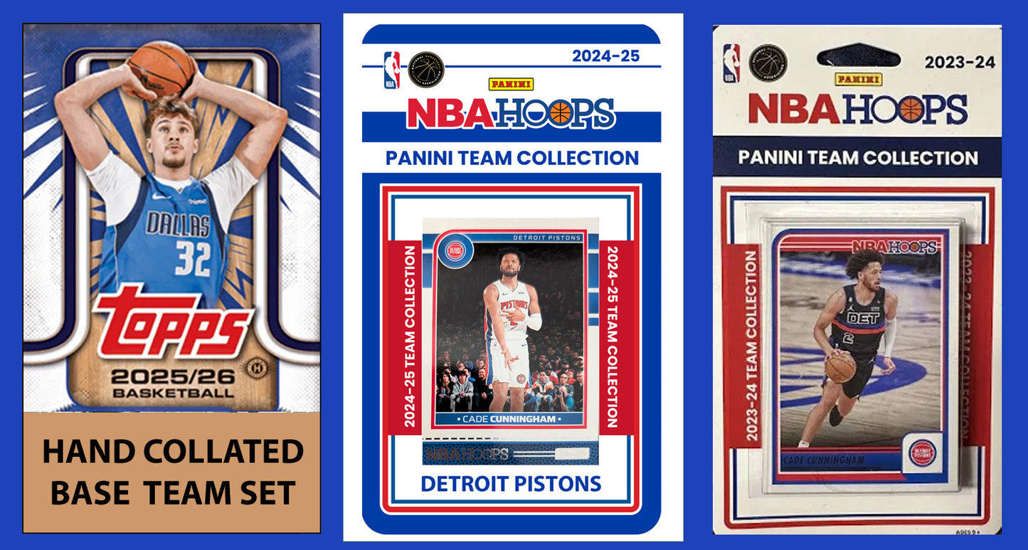 2025-26 2026 Topps Detroit Pistons NBA Team Set + 2024 2023 Panini Hoops Cade Cunningham