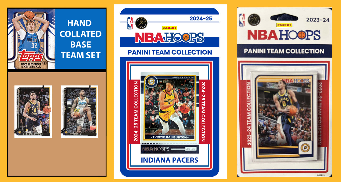 2025-26 2026 Topps Indiana Pacers NBA Team Set + 2024 2023 Panini Hoops Tyrese Haliburton