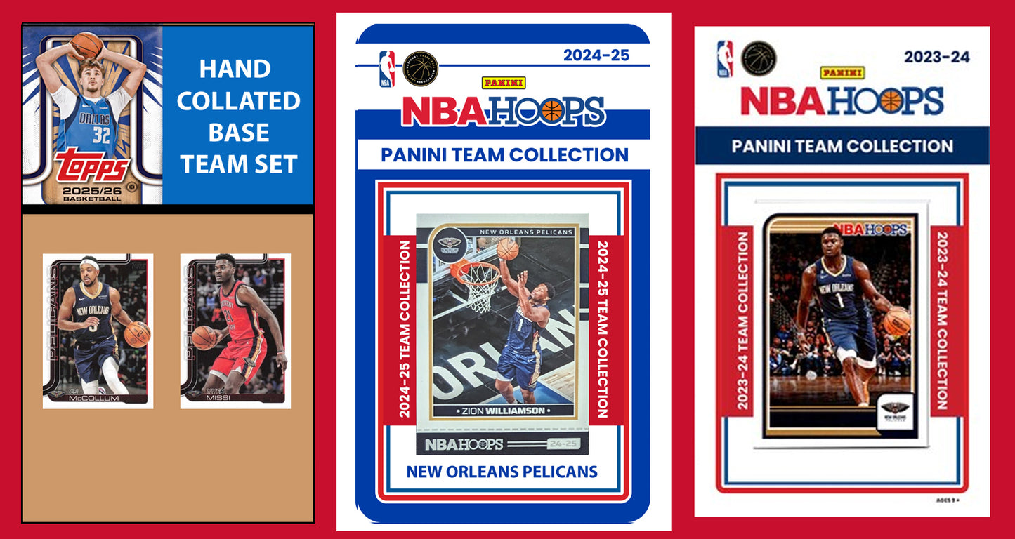 2025-26 2026 Topps New Orleans Pelicans NBA Team Set + 2024 2023 Panini Hoops Fears RC