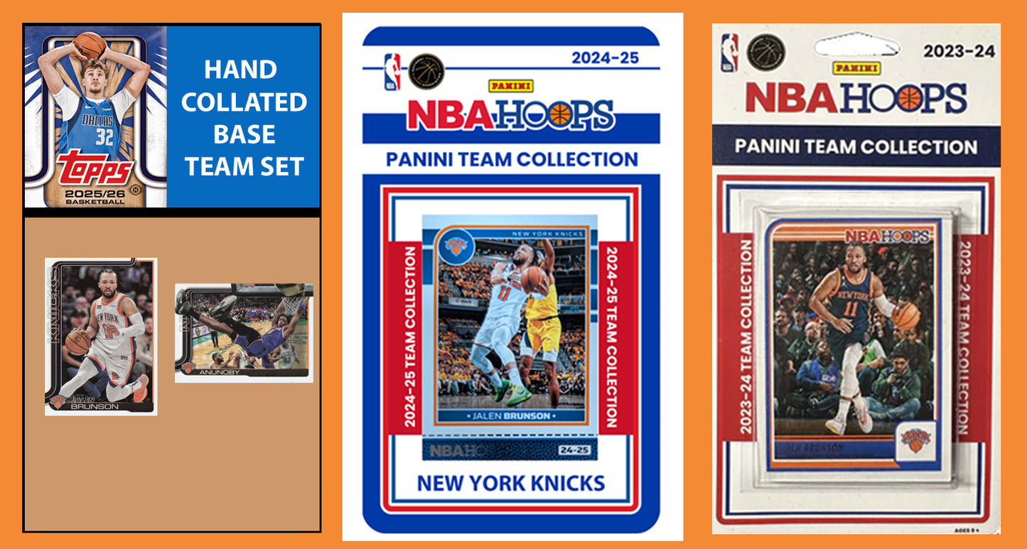 2025-26 Topps NBA New York Knicks Team Set + 2024 2023 Panini Hoops Jalen Brunson