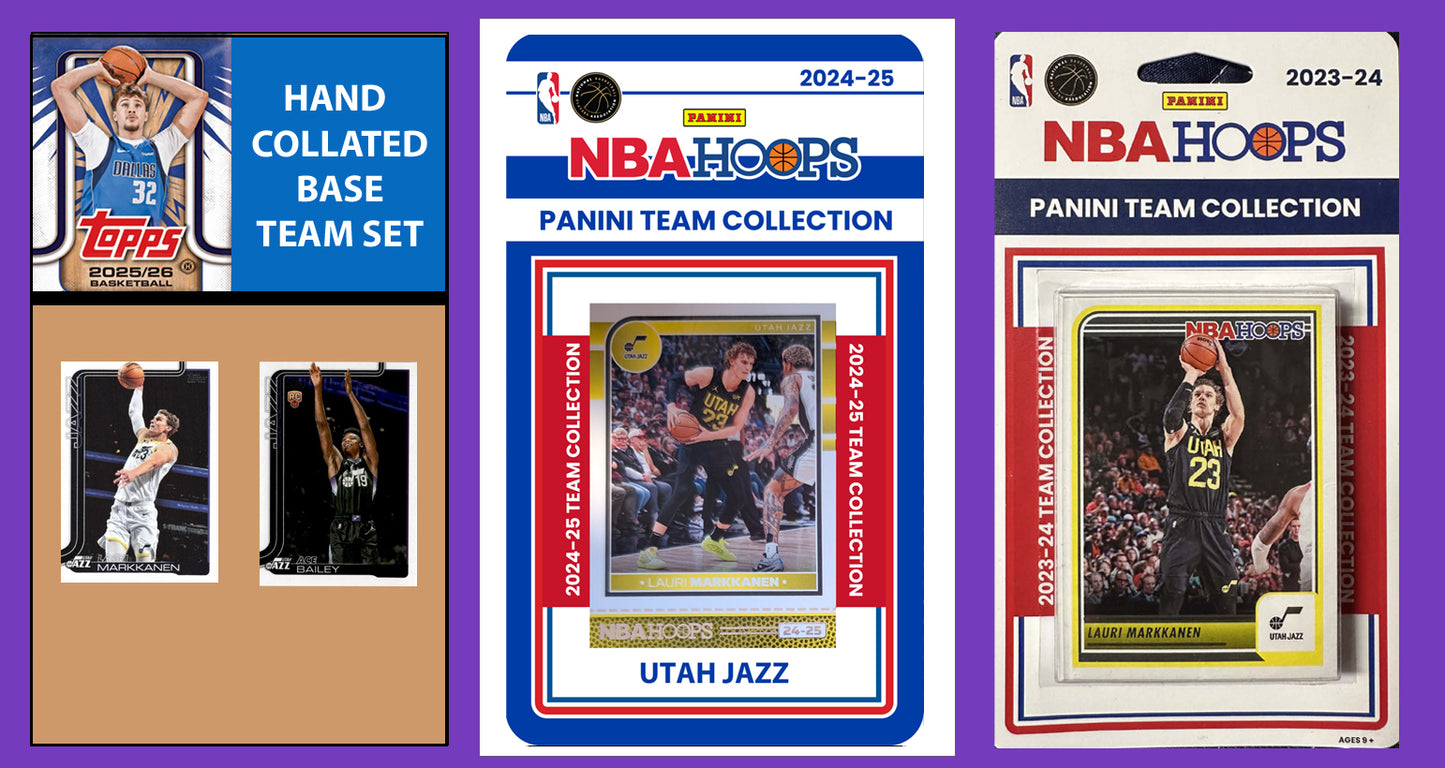 2025-26 2026 Topps Utah Jazz NBA Team Set + 2024 2023 Panini Hoops Ace Bailey RC