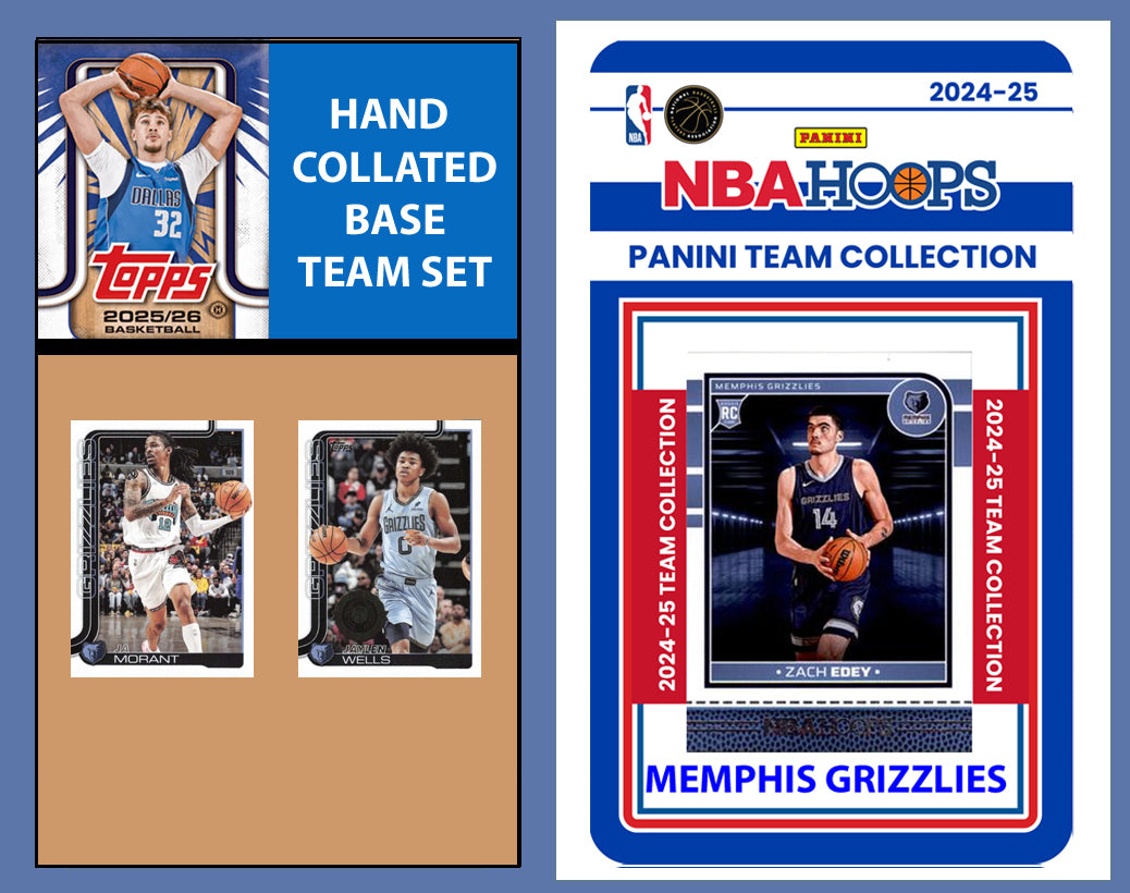 2025-26 2026 Topps Memphis Grizzlies NBA Team Set + 2024 Panini Hoops Ja Morant Edey RC