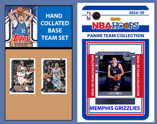 2025-26 2026 Topps Memphis Grizzlies NBA Team Set + 2024 Panini Hoops Ja Morant Edey RC