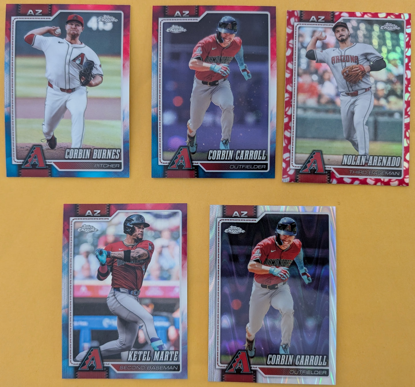 2026 Topps Chrome Arizona Diamondbacks Ray Wave Red White Blue Seams Carroll