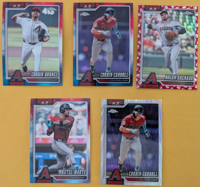 2026 Topps Chrome Arizona Diamondbacks Ray Wave Red White Blue Seams Carroll