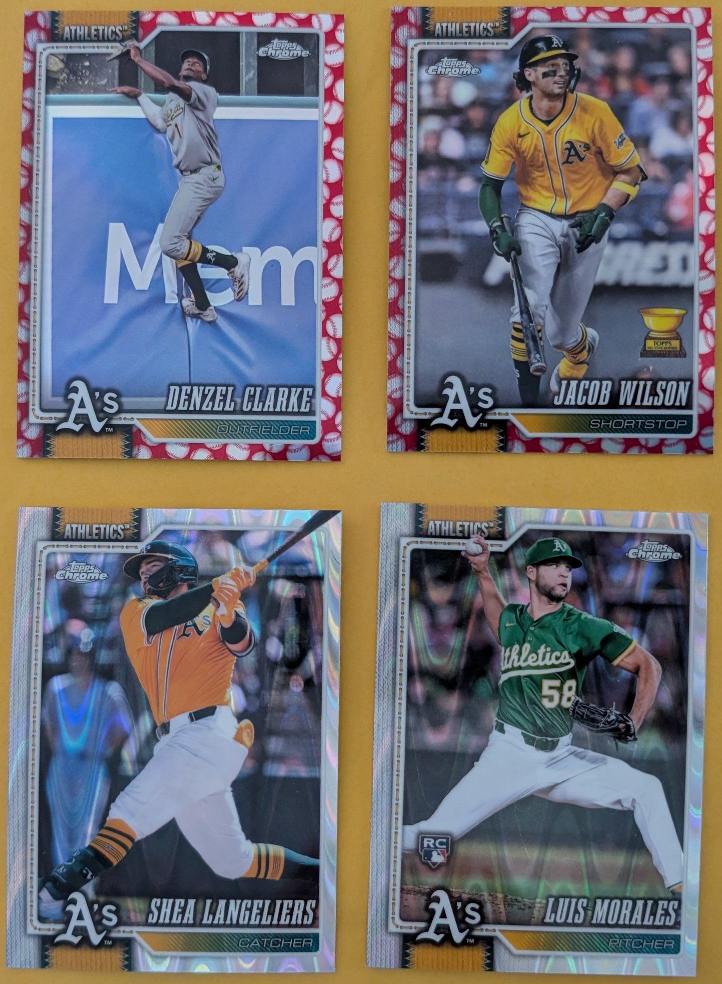 2026 Topps Chrome Athletics Ray Wave Seams Clarke Wilson Morales Langeliers