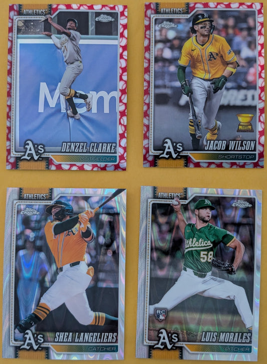 2026 Topps Chrome Athletics Ray Wave Seams Clarke Wilson Morales Langeliers