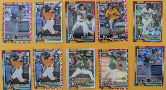 2026 Topps Chrome Athletics Ray Wave Red White Blue Seams Thomas Wilson McNeil