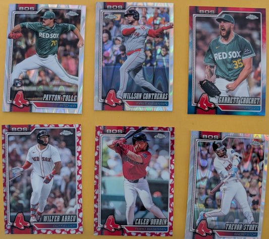 2026 Topps Chrome Boston Red Sox Ray Wave Red White Blue Seams Durbin Crochet