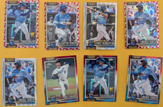 2026 Topps Chrome Kansas City Royals Ray Wave Red White Blue Seams Jensen Ragans