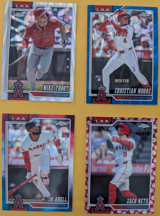 2026 Topps Chrome Los Angeles Angels Ray Wave Red White Blue Seams Blue Trout