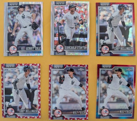 2026 Topps Chrome New York Yankees Ray Wave Red White Blue Seams Bellinger Cole