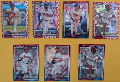 2026 Topps Chrome Philadelphia Phillies Red White Blue Seams Garcia Stott