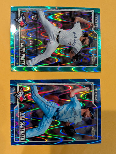 2026 Topps Chrome Toronto Blue Jays Ray Wave Refractor SP Lot - Cody Ponce RC /199 and Max Scherzer