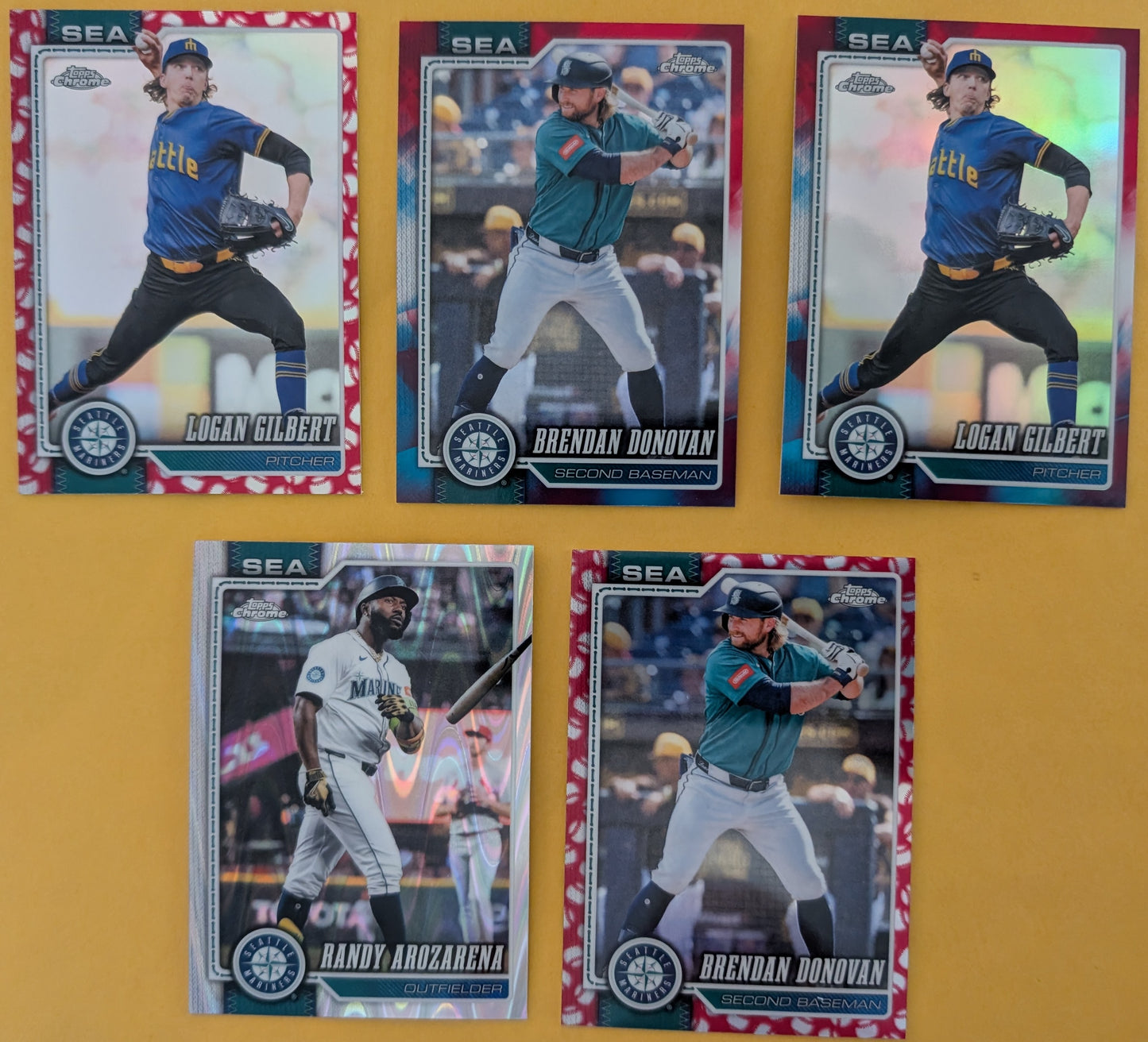 2026 Topps Chrome Seattle Mariners Ray Wave Red White Blue Seams Donovan Gilbert