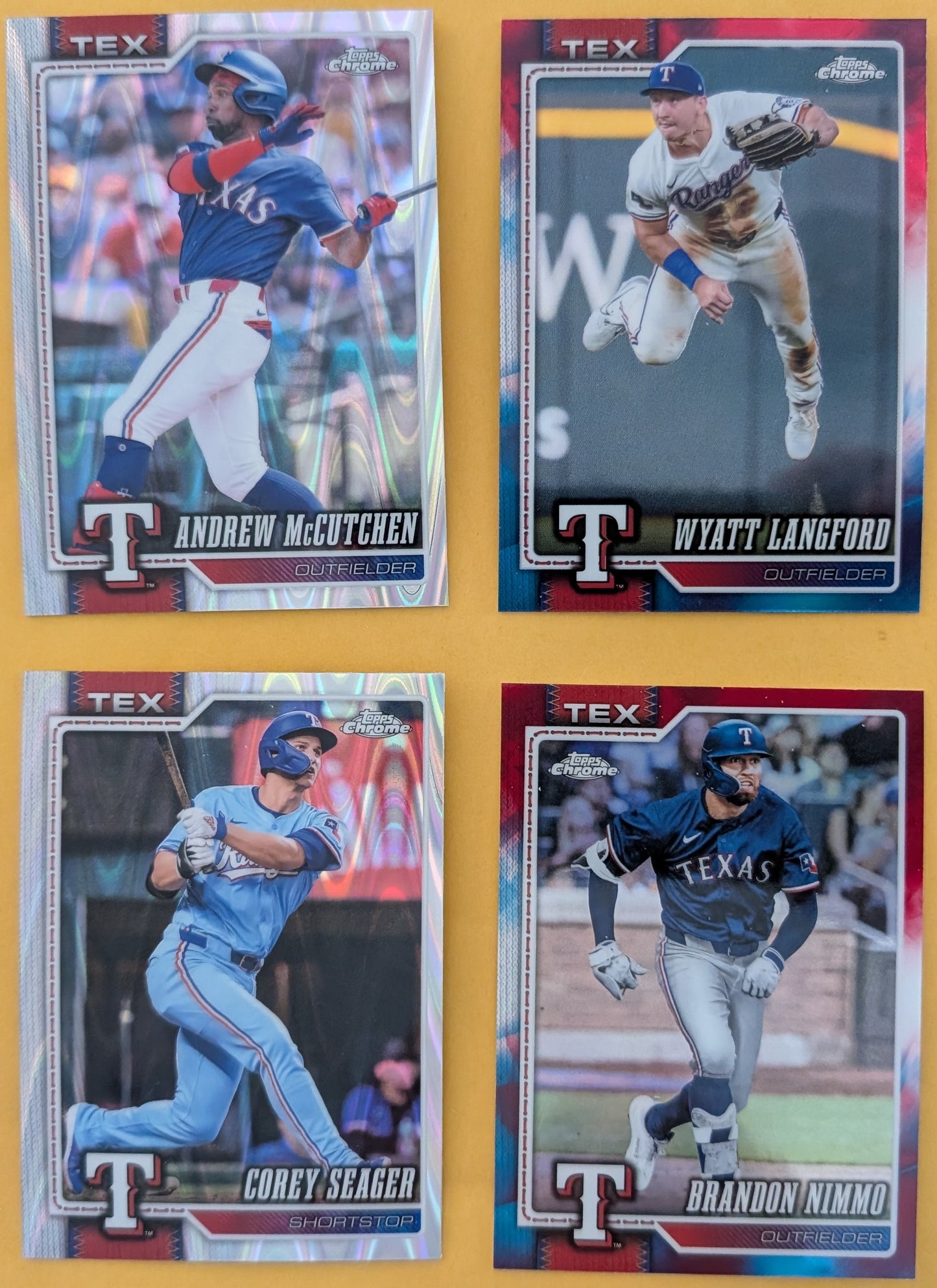 2026 Topps Chrome Texas Rangers Ray Wave Red White Blue McCutchen Nimmo Seager