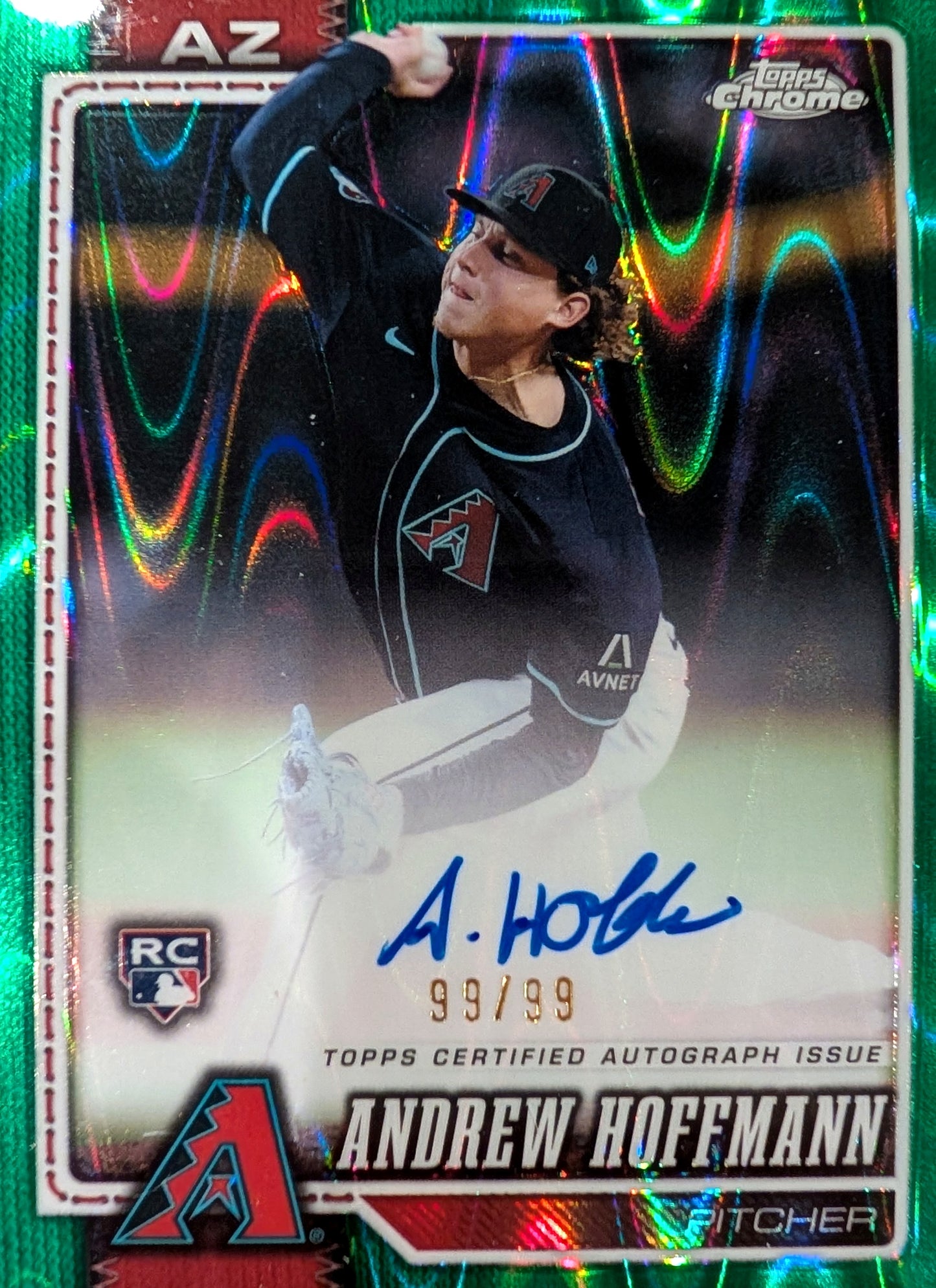 2026 Topps Chrome Andrew Hoffmann Green Ray Wave Refractor SP Rookie Autograph /99 #RA-AH