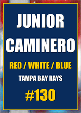 2026 Topps Chrome Junior Caminero Red White & Blue Refractor #130