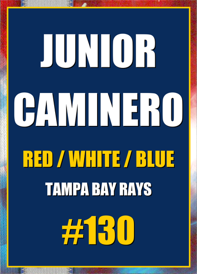 2026 Topps Chrome Junior Caminero Red White & Blue (RWB) Refractor #130