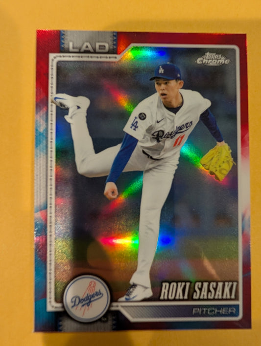 2026 Topps Chrome Roki Sasaki Red White & Blue (RWB) Refractor #199