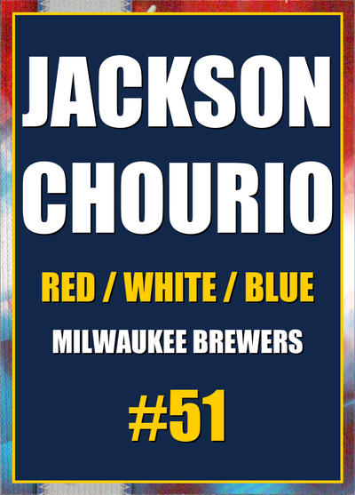 2026 Topps Chrome Jackson Chourio Red White & Blue (RWB) Refractor #51