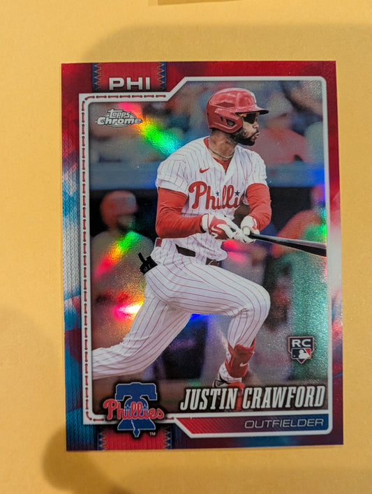 2026 Topps Chrome Justin Crawford Red White & Blue (RWB) Refractor #73
