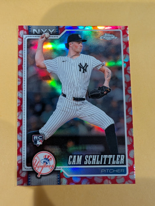 2026 Topps Chrome Cam Schlittler Red Seams Refractor #262