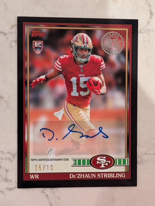2026 Topps Football De'Zhaun Stribling 1991 Topps Rookie Autograph Black /10 #91FRA-DS - San Francisco 49ers