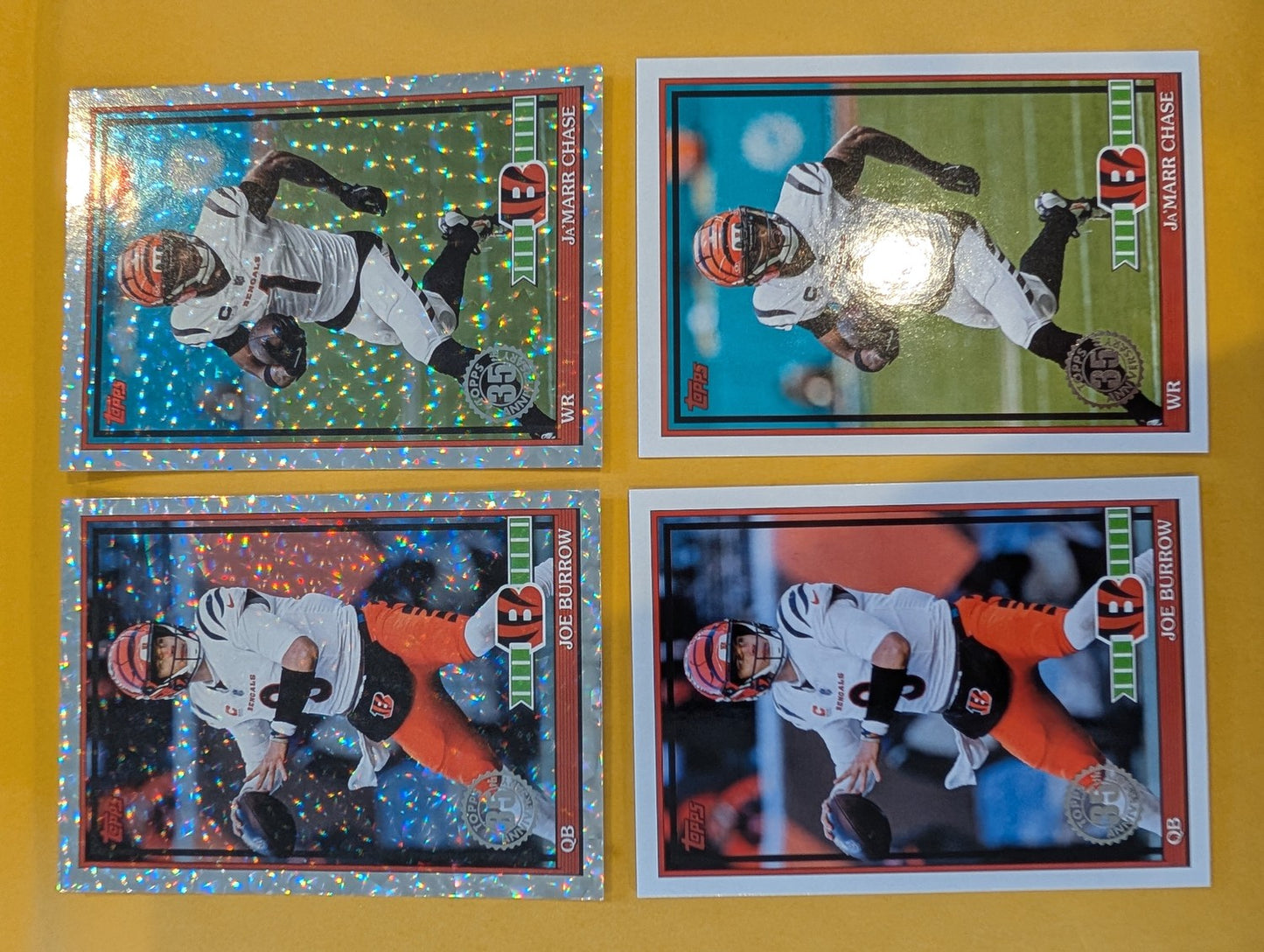 2026 Topps Football Cincinnati Bengals 1991 Topps Paper + Mega Box Crackle Foil Combo - 4 Cards
