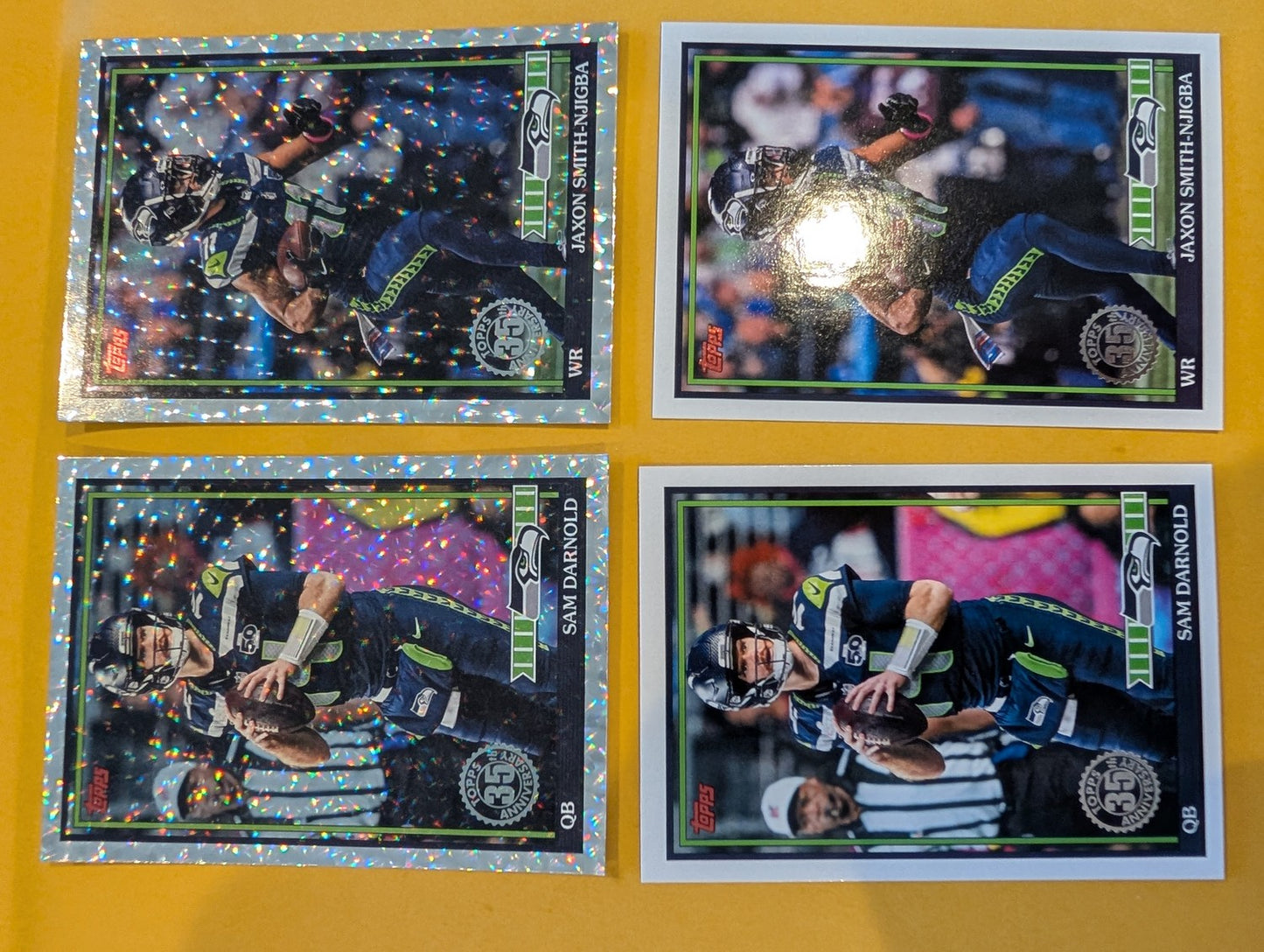 2026 Topps Football Seattle Seahawks 1991 Topps Paper + Mega Box Crackle Foil Combo - 4 Cards